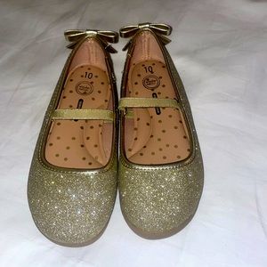 Girls sparkly gold flats